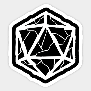 d20 black on white Sticker